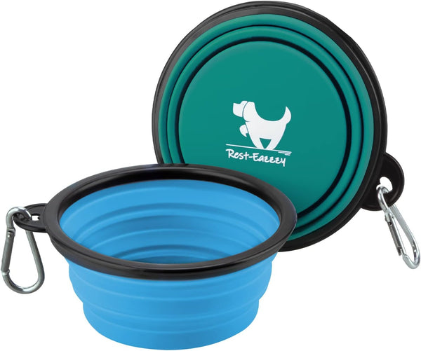Collapsible Dog Bowls for Travel, 2-Pack Portable Water Bowls for Dogs Cats, BPA Free with Carabiners