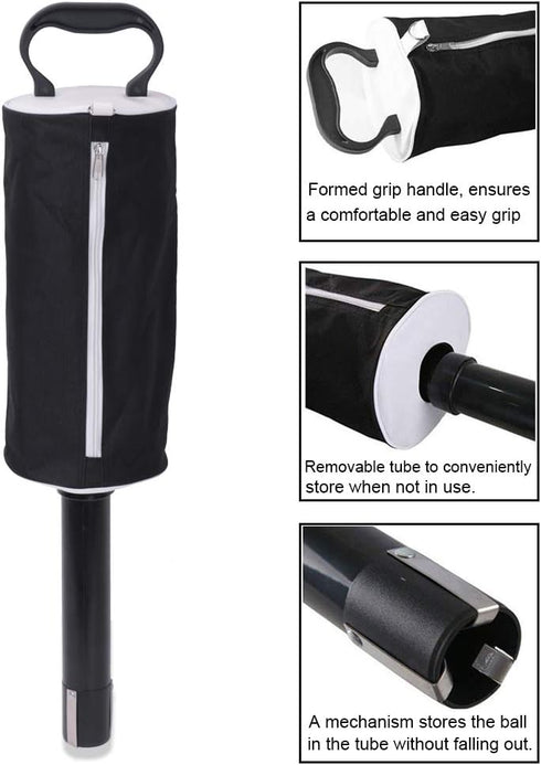 HOW TRUE Portable Golf Ball Retriever, Shag Bag Pick Up with Removable Tube, Pocket Shagger Storage