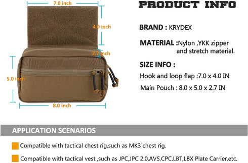 KRYDEX Tactical Drop Pouch, Sub Abdominal Carrying Kit Bag, Tactical Fanny Pack with Hook and Loop Panel