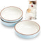 5.3 in Ceramic Cat Dishes - Shallow Small Pet Bowls for Food and Water, 3 Pack Ceramic Cat Bowls, Blue