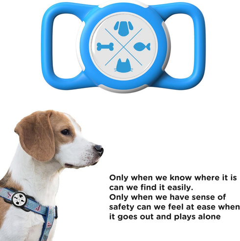 Airtag Holder Compatible with Apple, Waterproof Tracker Protective Case for Dogs/Cats Collar, Silicone Soft Lightweight