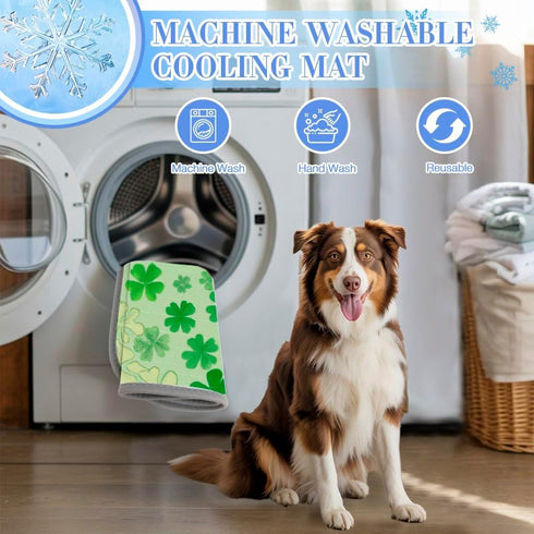 imiBBWQu Summer Summer 27" 22" Cooling Pad St Patrick Day Green Clovers Cooling Mat Washable Pad for Dog Bed Dog Bed