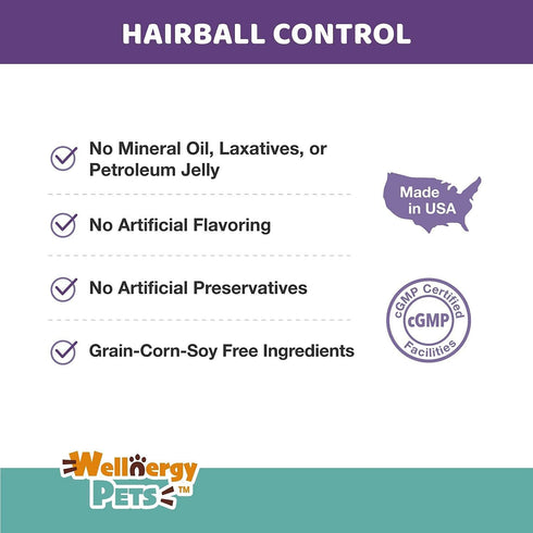 Natural Hairball Control Chews for Cats – Hairball Remedy with Omega 3 6, Zinc, Biotin, 70ct