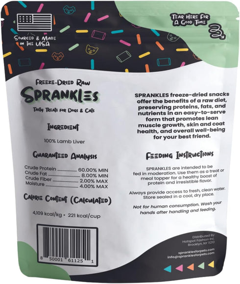 Freeze Dried Lamb Liver Treats for Cats & Dogs, Single Ingredient, Grain-Free, Made in USA