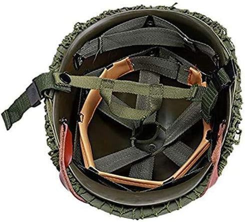 WWII US Army M1 Green Helmet Replica with Net/Canvas Chin Strap for DIY Painting