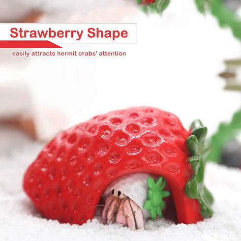 DQITJ 1 Pack Hermit Crab Hiding House Cute Strawberry Shape Rest Hideout Climbing Cave Habitat Decoration for Hermit