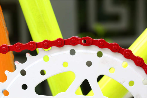 ZONKIE Single-Speed Bicycle Chain, 1/2 x 1/8 Inch 116 Links (Red)