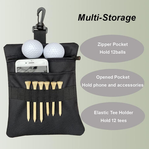 Zipper Golf Ball Bag, Golf Tee Pouch Bag, Golf Accessory Pouch, Golf Accessories for Men