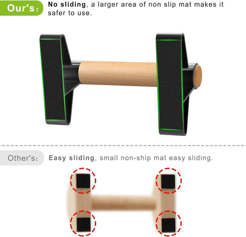 SELEWARE Wood Parallettes Push Up Bars, Anti-slip Handstand Bars for Calisthenics, Fitness, Solid Wood with Metal