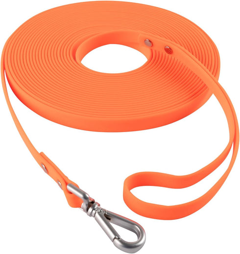 Dog Training Long Leash, Waterproof Heavy Duty Outdoor Recall Lead, 10ft 15ft 20ft 30ft 50ft, Orange (15FT)