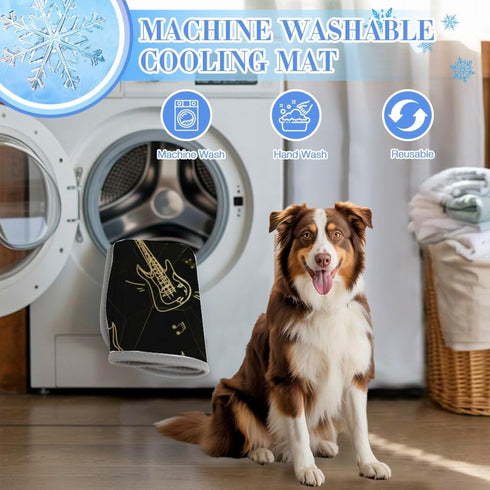 Generic 28" X22" Dog Cooling Blanket Ice Silk Rabbit Mat Gold Bass Guitar Cooling Pad for Bed Washable Dog Pad Mats