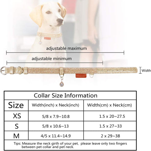 PetsHome Cat Collar and Dog Collar, Bling Rhinestones Premium PU Leather with Pendant, Adjustable Collars for Big Cat