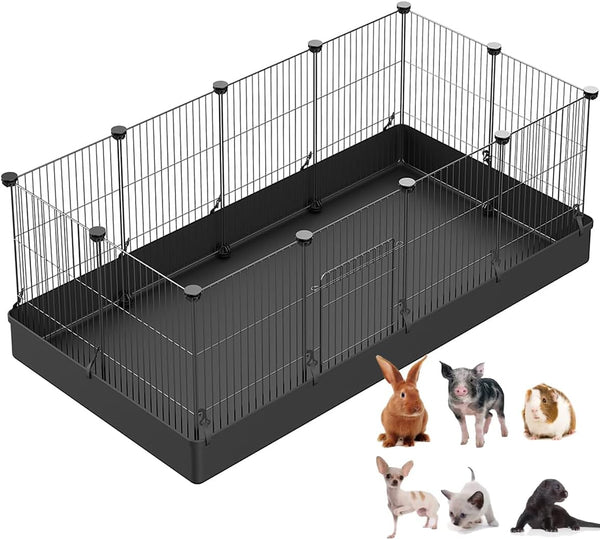 LANGXUN DIY Small Animal Playpen, Pet Playpen with Door and Waterproof Mat,