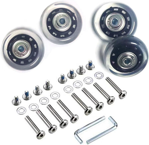 LOTOWELZON 4Pcs Set Luggage Replacement Wheels, 50mm with Bearings Repair Kits for Suitcase and Inline Skate