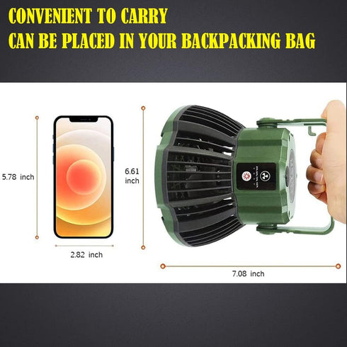 7800mAh AYAMAYA Rechargeable Camping Tent Fan with LED Light, Remote Control, Portable Camping Lantern Fan USB Desk