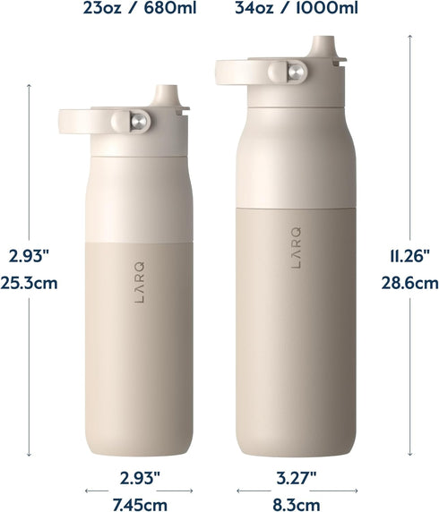 LARQ Bottle Swig Top 23oz, Insulated Stainless Steel Water Bottle with Built-In Handle, Mojave Dune