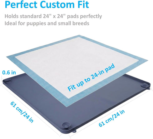 Generic 2-in-1 24x24 Silicone Dog Pee Pad Holder Tray, - Non-Slip Potty Training Tray for Puppies & Small Dogs