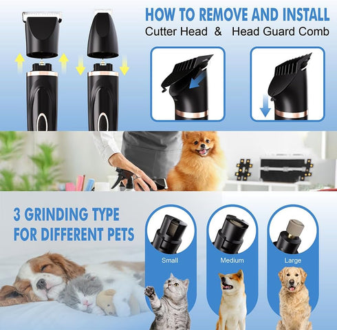 Trimmer 3 1 Multifunctional Replaceable Cutter Head Dog Clippers for Grooming Nail & Shears in Pets Grooming kit