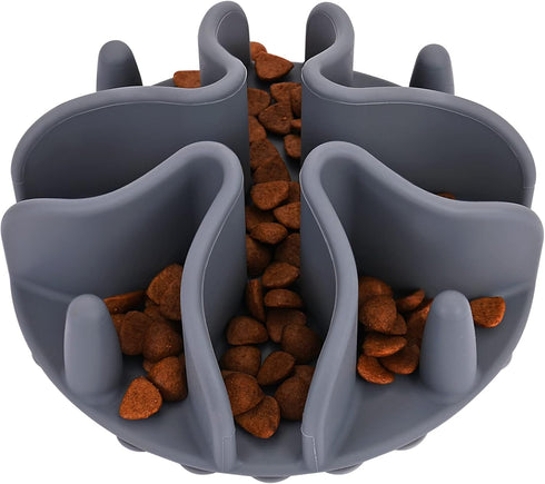 Slow Feeder Dog Bowl Insert, Doweiss Silicone Slow Feeder for Dogs and Cats with Strong Suction Cups (Medium, Gray)