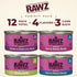 '-12 Pack Pack -4 (3oz Rawz Natural Premium Canned Cat Wet Food Shredded Cans Variety Flavors with Yow Pet Lid- (Tuna