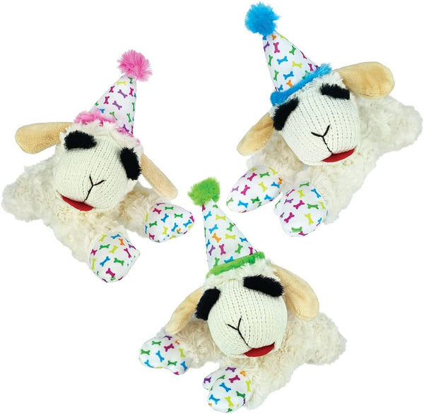 Multipet Lamb Chop Dog Toy with Birthday Hat