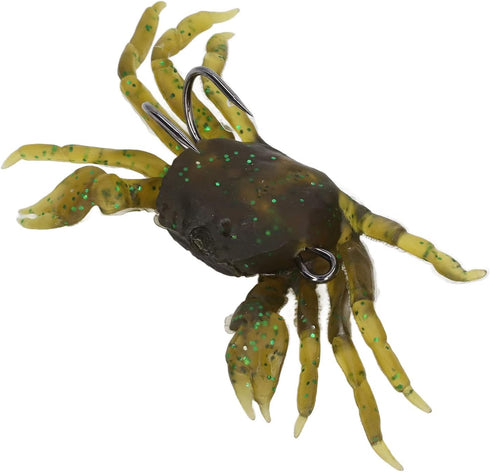 8Pcs 13cm Artificial Crab Bait Simulation Crab Soft Lure Fishing Bait with Hooks for Freshwater Saltwater (Green Brown)