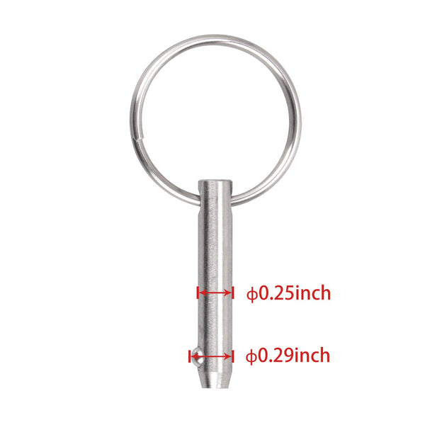 Quick Release Pin Bimini Top Pins, Diameter 0.25 Inch, Total Length 1.49 Inch, Usable Length 1 Inch, 4 PCS with Lanyard