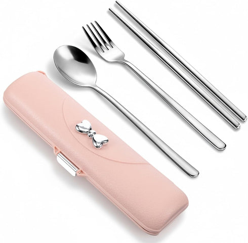 Twisina Portable Utensils Set with Case, Stainless Steel Travel Silverware Set Lunch Utensils