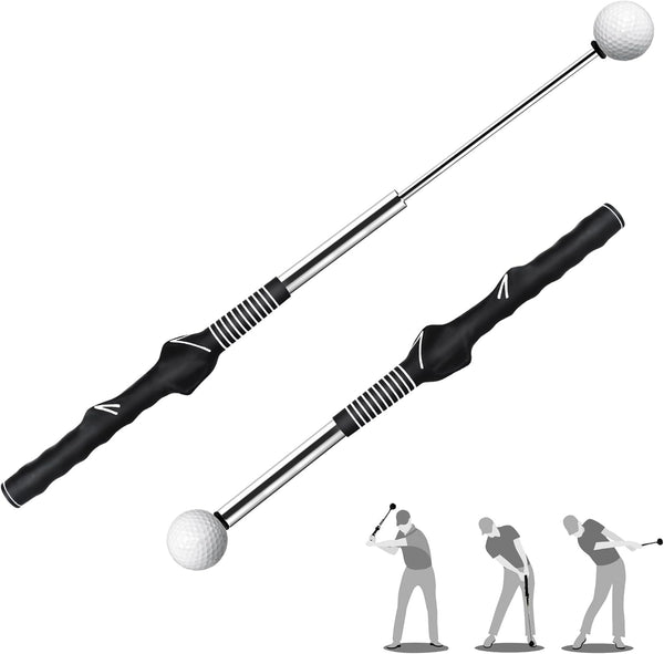 Retractable Golf Swing Training Aid - Rhythm Click Sound Warm Up Trainer, Golf Grip Trainer Attachment