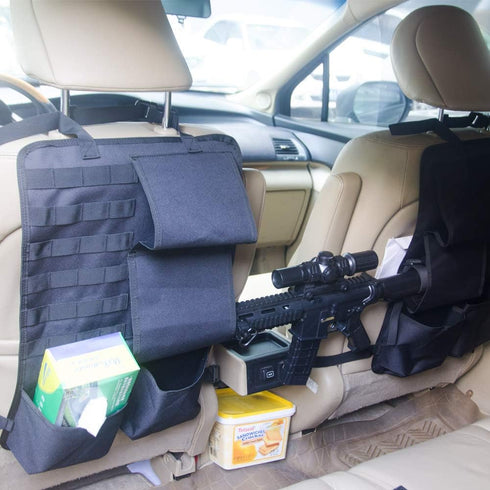 Tactical Car Seat Back Organizer with Molle Panel Vehicle Gun Holder - Seat Back Storage Cover for Rifle Hunting