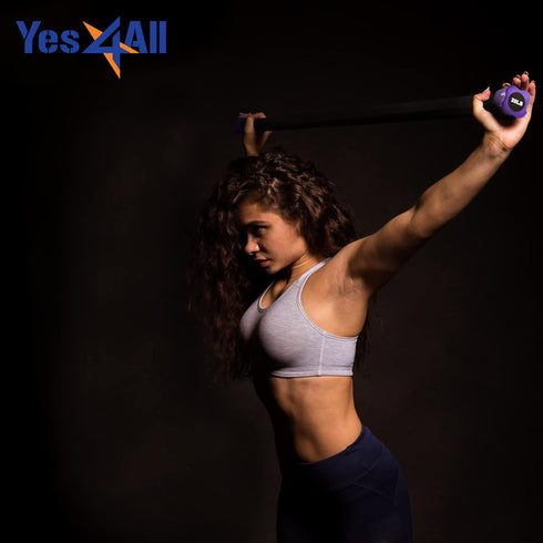 Yes4All Total Body Workout Weighted Bar, Resistance Band Bar for Yoga and Strength Training at Home and Gym