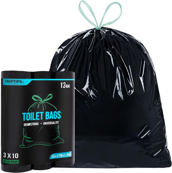 TRIPTIPS Portable Toilet Bags Drawstring 8 Gallon Camping Toilet Bags Toilet Waste