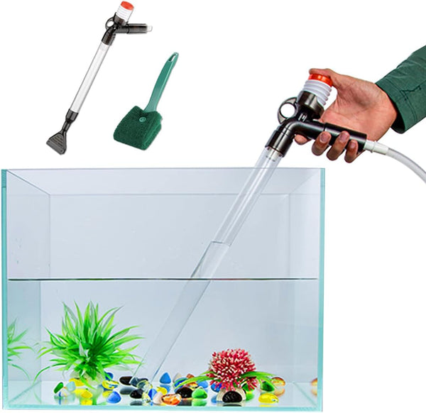 PULACO Quick Water Changer Aquarium Gravel Cleaner, Fish Tank Sand Cleaner Kit with Free Brush and Air-Pressing Button