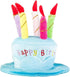 Cute Dog Cat Birthday Cake Hat, Pet Cap with 5 Color Candles Design, Custom Accessory (One Size Fits Most, Blue)