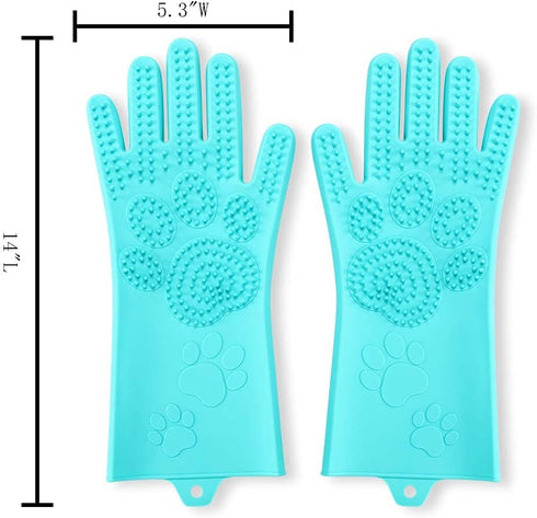 Pet Grooming Magic Gloves - Dog Cat Bathing Shampoo Brush - Silicone Hair Removal Gloves for Bathing and Messaging,