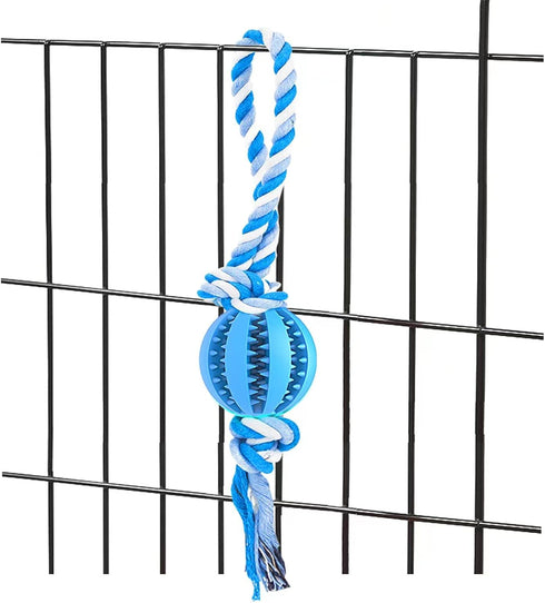 Engorgio Interactive Dog Chew Toys Crate Training Aids for Puppies, Puzzle Treat Dispenser with Rope Dogs Toy Ball