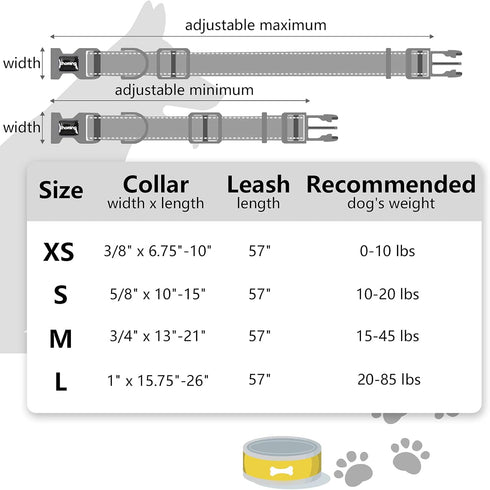 Ihoming Dog Collar and Leash Set for Daily Outdoor Walking, Splicing Design for Medium Boys Girls Dogs Cats Pets (M, Up