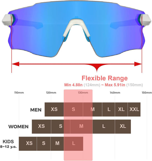 Wrap Around Lightweight Sports Sunglasses for Small Face Teens, Women, Youth - Cycling, Baseball, Running, Pickleball