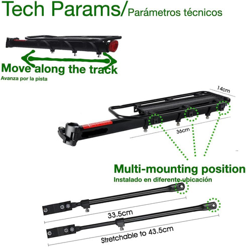 Urby Fat Tire Bike Rack and Electric Bike Rack, Cargo Rack with Load Capacity for Bicycles