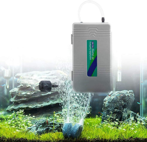 Portable Aquarium Oxygen Pump, 2 D Batteries Powered Air Bubbler for Fish Tank Aerator
