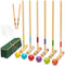 ApudArmis Six Player Croquet Set with Premiun Rubber Wooden Mallets 28In,Colored Ball,Wickets,Stakes