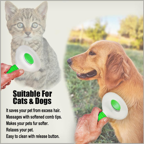 Self-Cleaning Slicker Brush: Dog and Cat Grooming Tool for Shedding, Removing Loose Hair, Fur, Mats, and Knots