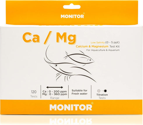 Monitor Calcium/Magnesium Low Salinity Test Kit, 120 Tests for Aquarium Water Quality