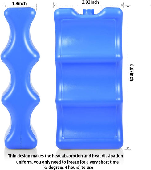 REV. LANG Packs Coolers(600g,Set 4) Cold Freezer Cool Ice Double Sided Contoured Reusable Long Lasting for Breast Milk