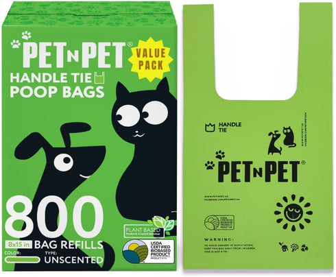 Pet N Pet 800 Counts Unscented Dog Poop Bags Rolls with Tie