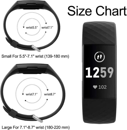 Hamile Bands for Fitbit Charge 4 / Charge 3 / Charge 3 SE, Waterproof Replacement Fitness Sport Band, Large, Black