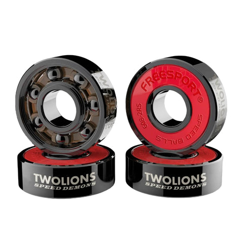 Twolions High Rev 608RS Hybrid Black Ceramic Bearings - Pack of 8 for Inline Skate, Skateboard or Scooter