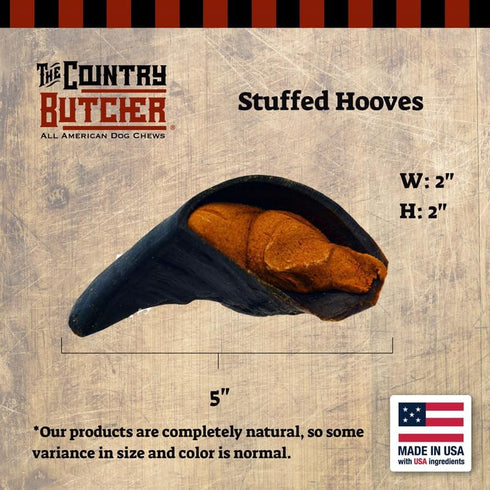 COUNTRY 10 Count THE BUTCHER Filled Cow Hooves, Soft to Aggressive Chewers, Small, Medium, and Large Breed Dog Treat