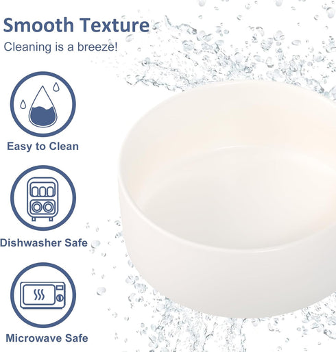 Ceramic Dog Bowl, Heavy Porcelain Feeding Bowls, Anti Tip Over, 28.74 oz, White