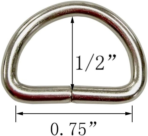 50 Pack of Metal D Rings Heavy Duty 3/4 Inch for Sewing, Keychains, Belts, and Dog Leash